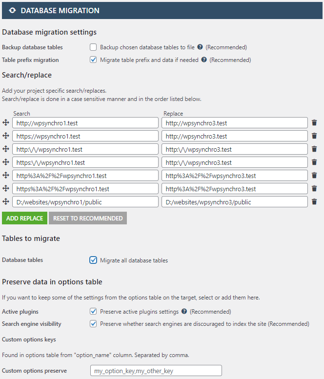 Database migration / Database synchronization