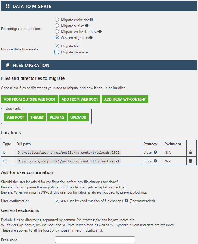 Files synchronization / Files migration