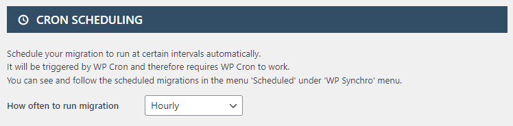 Scheduled migration configuration